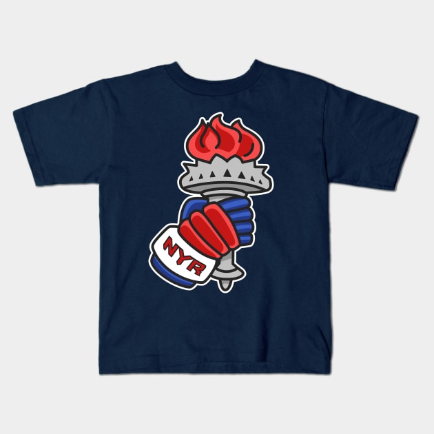 New York Rangers Statue of Liberty Torch Kids T-Shirt by Carl Cordes